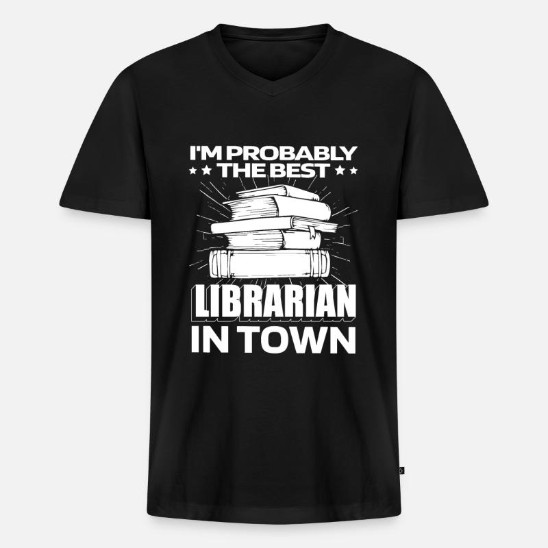 Bibliothekar Lustig - Männer Premium Bio T-Shirt mit V-Ausschnitt - Schwarz