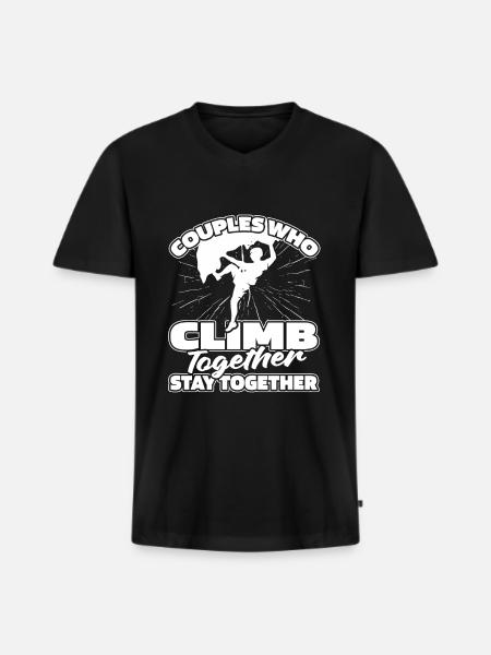 Climbing Climber Couple - Men's Premium Organic T-shirt with V-neck - black