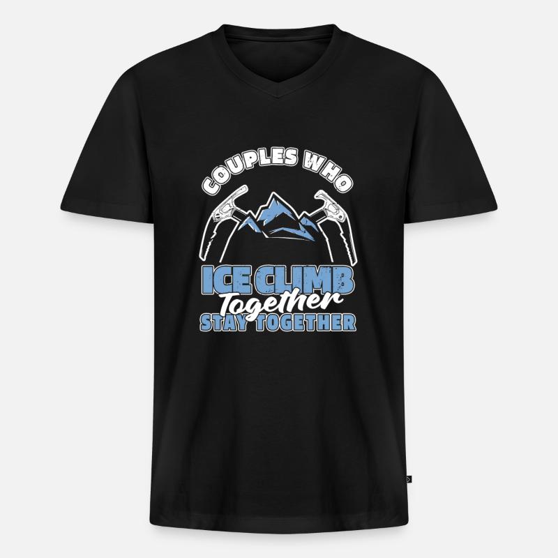 Eisklettern Paar - Männer Premium Bio T-Shirt mit V-Ausschnitt - Schwarz