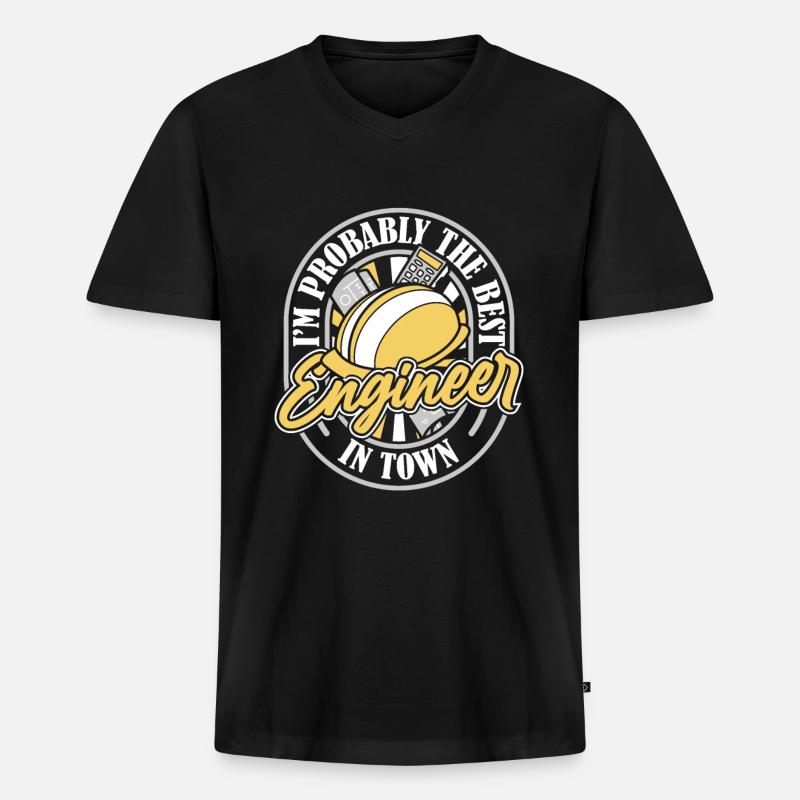 Ingenieur Schutzhelm - Männer Premium Bio T-Shirt mit V-Ausschnitt - Schwarz
