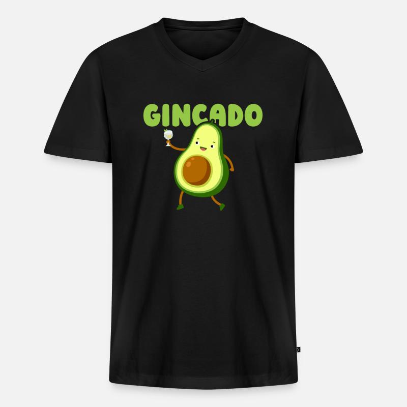 Gin Avocado - Männer Premium Bio T-Shirt mit V-Ausschnitt - Schwarz