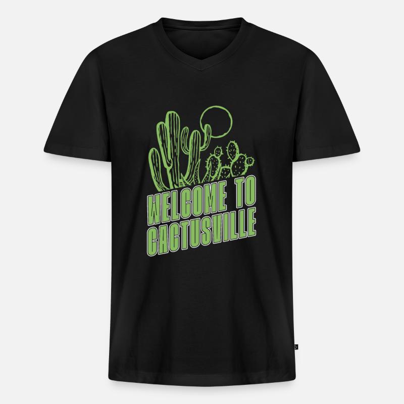 Kaktus Garten - Männer Premium Bio T-Shirt mit V-Ausschnitt - Schwarz