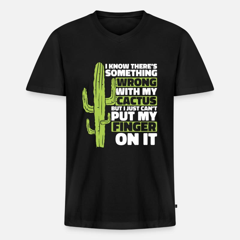 Kaktus Garten - Männer Premium Bio T-Shirt mit V-Ausschnitt - Schwarz