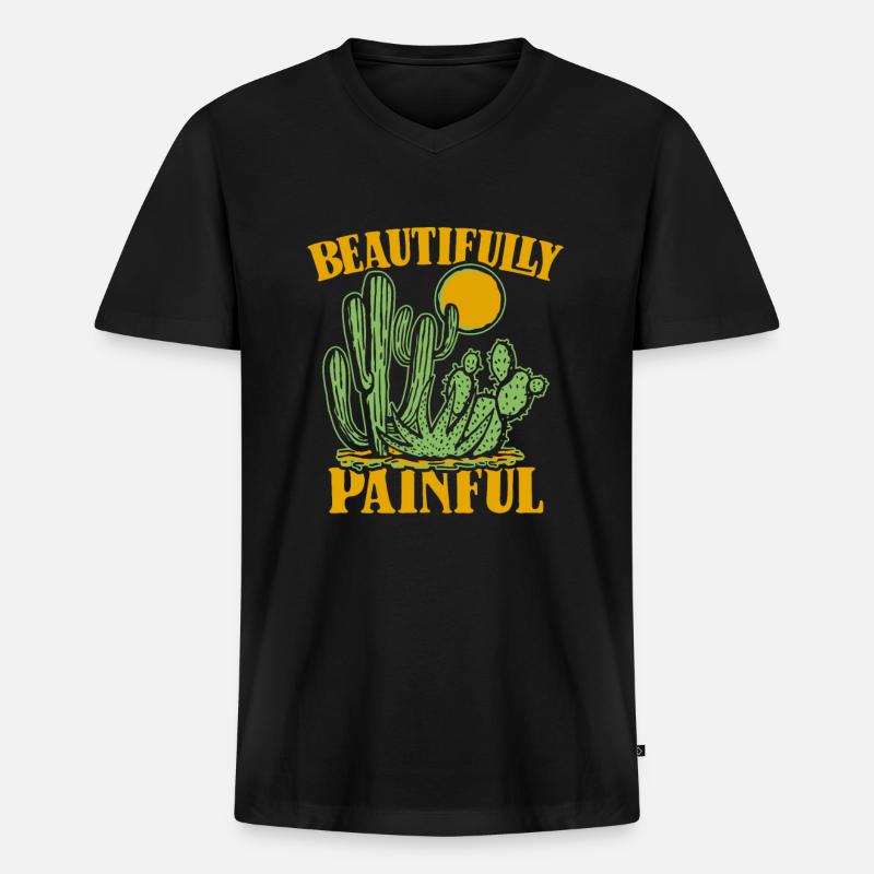 Kaktus Garten - Männer Premium Bio T-Shirt mit V-Ausschnitt - Schwarz