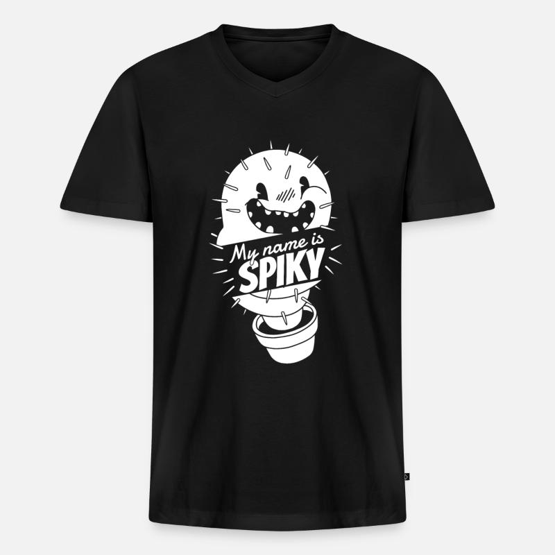 Kaktus Garten - Männer Premium Bio T-Shirt mit V-Ausschnitt - Schwarz