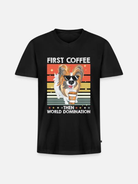 Papillon Funny - Men's Premium Organic T-shirt with V-neck - black