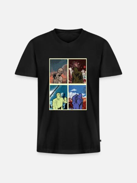 Zombie Halloween Creepy - Men's Premium Organic T-shirt with V-neck - black