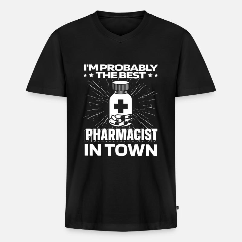 Apotheke Apotheker Medikation - Männer Premium Bio T-Shirt mit V-Ausschnitt - Schwarz