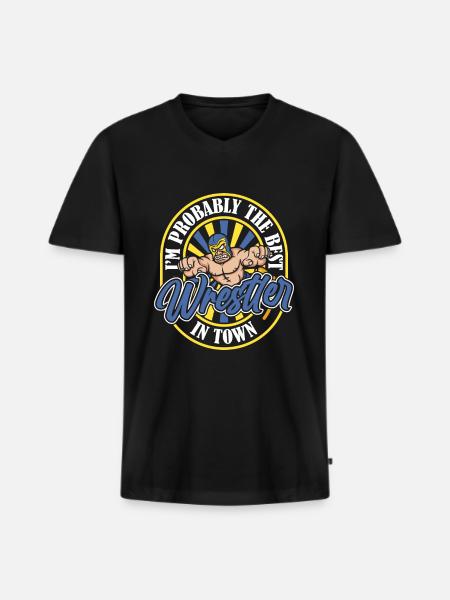 Wrestling Wrestler Humor - Männer Premium Bio T-Shirt mit V-Ausschnitt - Schwarz