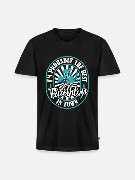 Triathlon Triathlete Lustig - Men's Premium Organic T-shirt with V-neck - black
