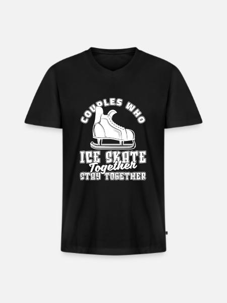 Ice skating couple - Men's Premium Organic T-shirt with V-neck - black
