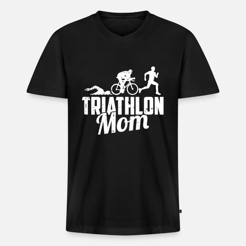 Triathlon Triathlet Mama - Männer Premium Bio T-Shirt mit V-Ausschnitt - Schwarz