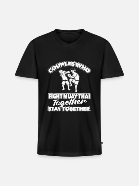 Muay Thai Boxe Paire - T-shirt encolure en V Premium bio Homme - noir