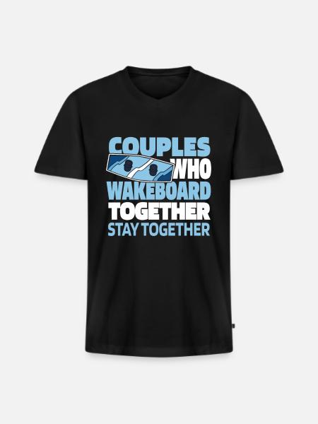 Wakeboard Wakeboarder Pair - Men's Premium Organic T-shirt with V-neck - black