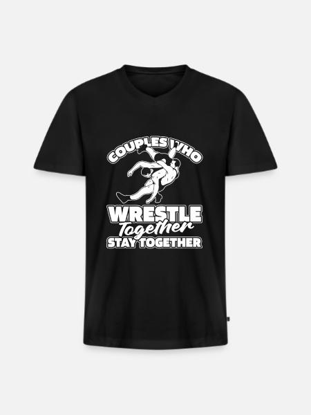 Couple de lutteurs - T-shirt encolure en V Premium bio Homme - noir