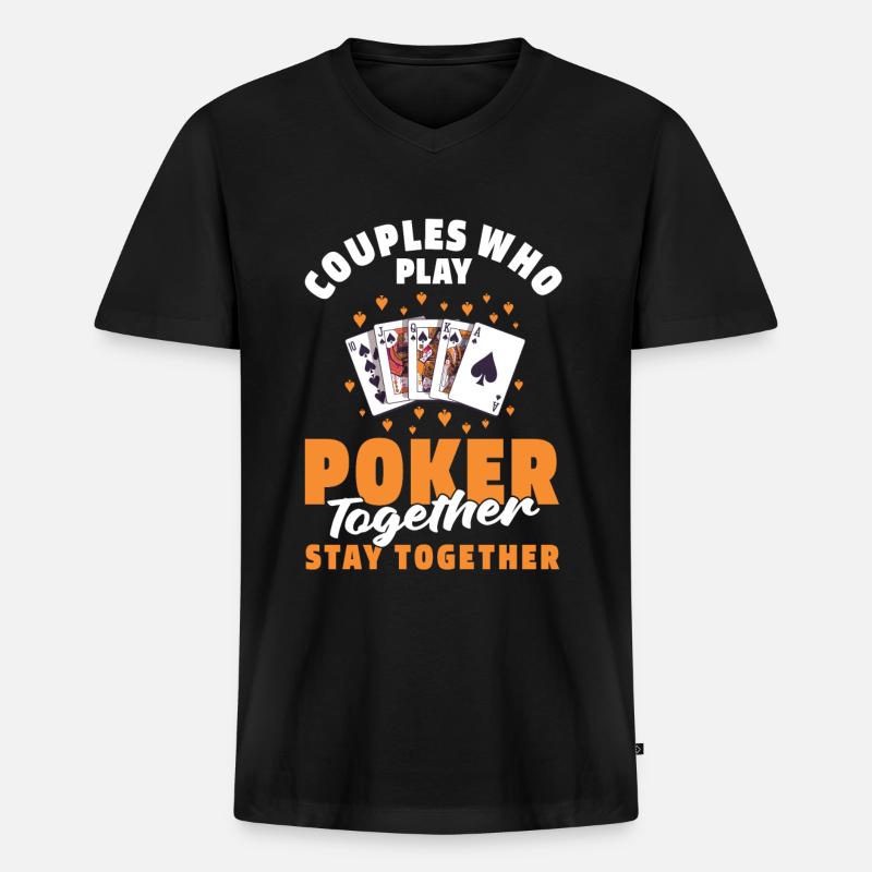 Poker Paar - Männer Premium Bio T-Shirt mit V-Ausschnitt - Schwarz