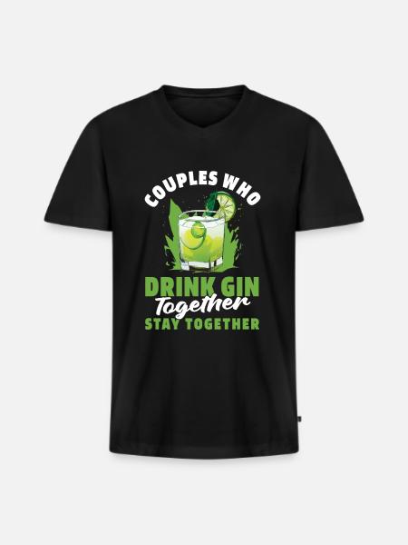 Gin Pair - Men's Premium Organic T-shirt with V-neck - black