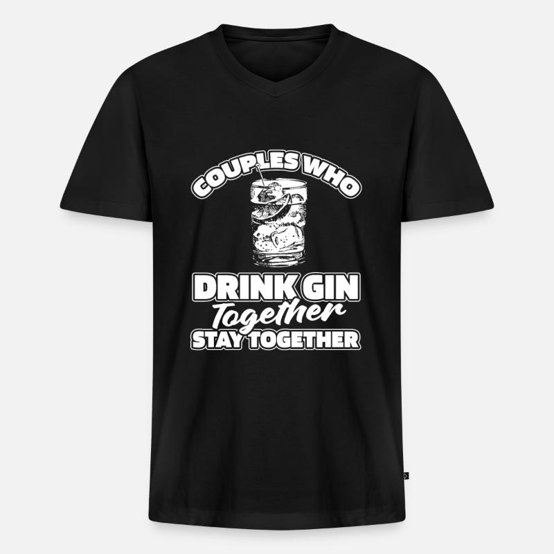Gin Paar - Männer Premium Bio T-Shirt mit V-Ausschnitt - Schwarz