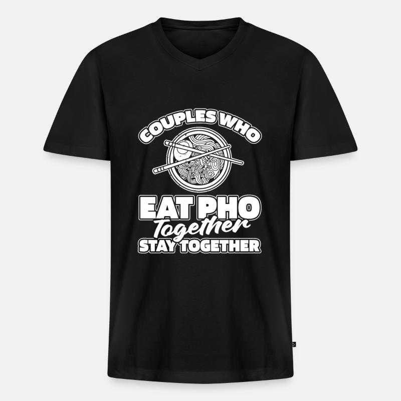 Pho Bowl Paar - Männer Premium Bio T-Shirt mit V-Ausschnitt - Schwarz