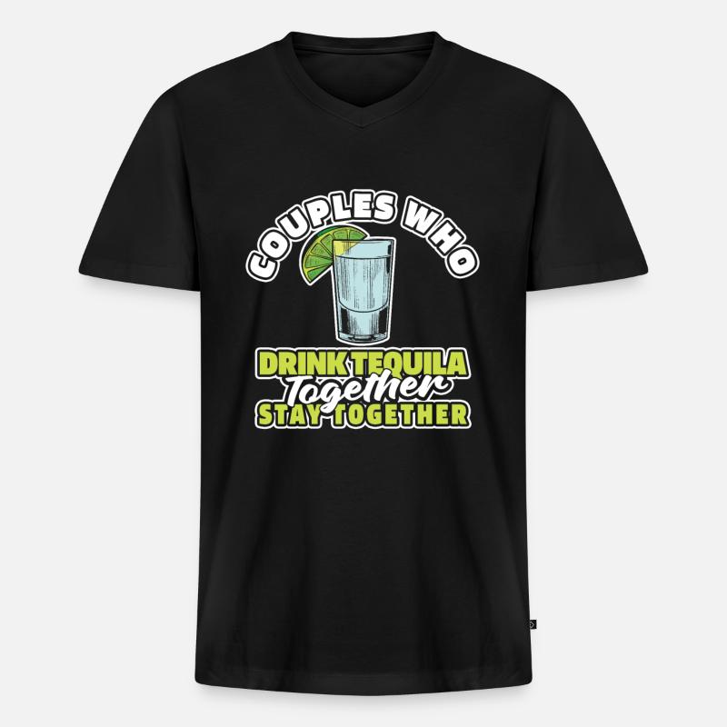 Tequila Paar - Männer Premium Bio T-Shirt mit V-Ausschnitt - Schwarz