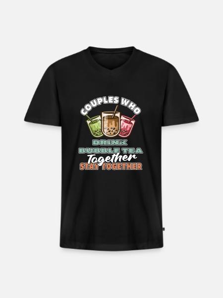 Bubble Tea Boba Pair - Men's Premium Organic T-shirt with V-neck - black