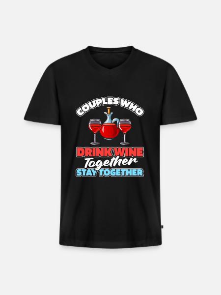Couple de vignerons - T-shirt encolure en V Premium bio Homme - noir