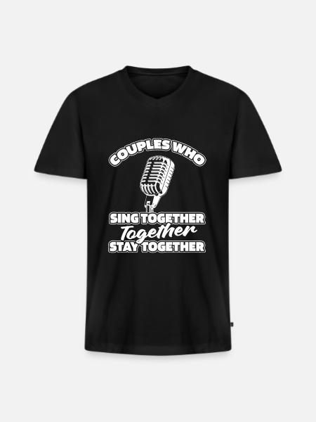 Choir singer couple - Men's Premium Organic T-shirt with V-neck - black
