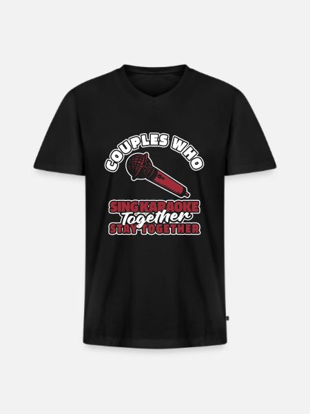 Karaoke Couple - Men's Premium Organic T-shirt with V-neck - black
