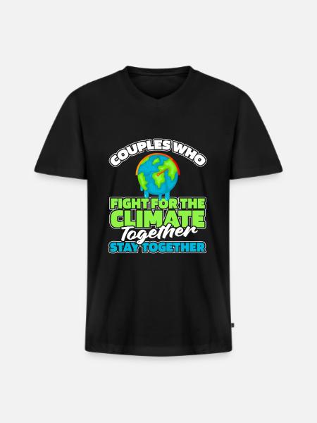Climate Change Protection Couple - Men's Premium Organic T-shirt with V-neck - black