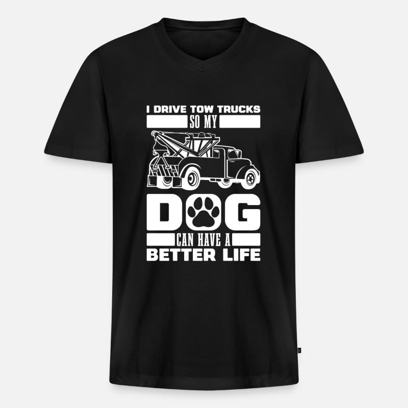 Abschleppdienst Abschlepper Hund - Männer Premium Bio T-Shirt mit V-Ausschnitt - Schwarz