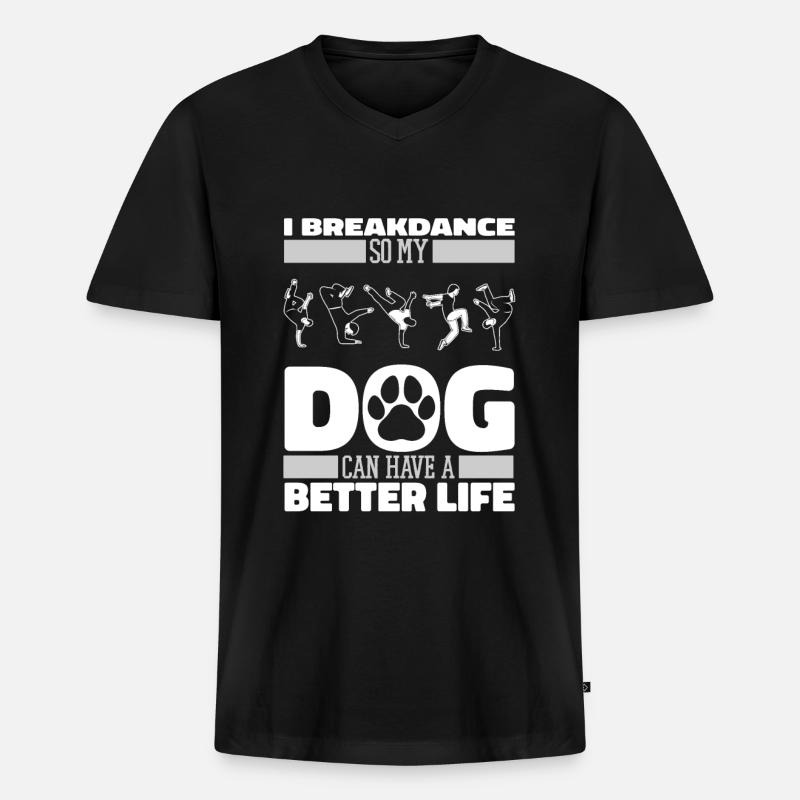 Breakdance Breakdancer Breakdancing Hund - Männer Premium Bio T-Shirt mit V-Ausschnitt - Schwarz
