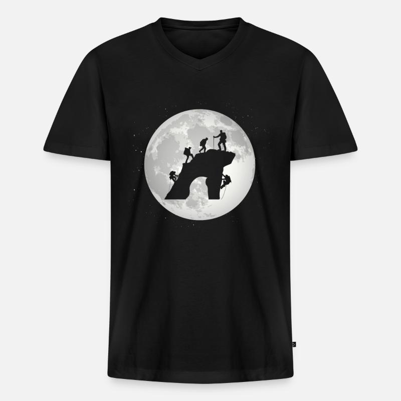 Vollmond - Klettern - - Männer Premium Bio T-Shirt mit V-Ausschnitt - Schwarz
