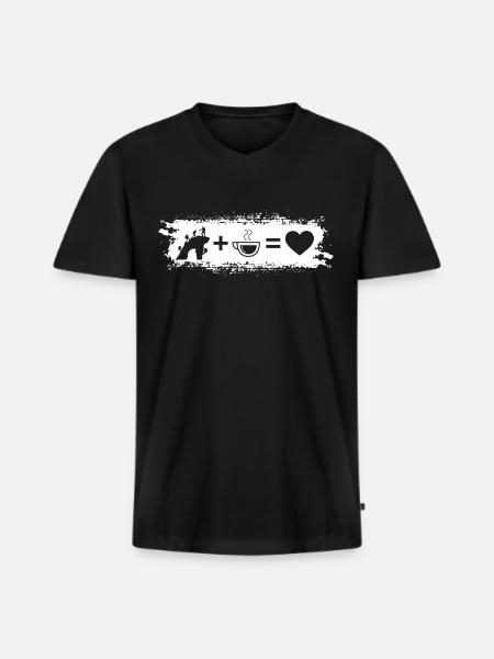 Grunge Rectangle - Heart - Coffee - Climbing - - Men's Premium Organic T-shirt with V-neck - black