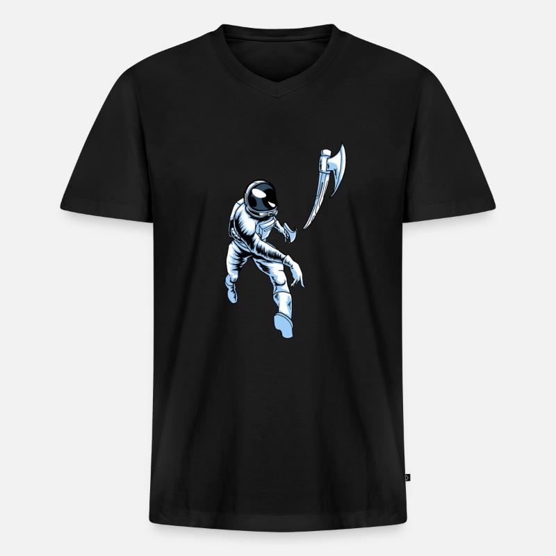Axtwerfen Axtwerfer Astronaut - Männer Premium Bio T-Shirt mit V-Ausschnitt - Schwarz