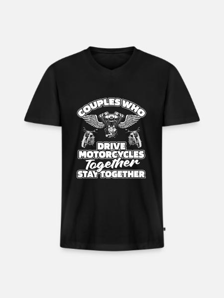 Motorcykel Biker motorcykel par - Premium økologisk T-shirt med V-hals til mænd - sort
