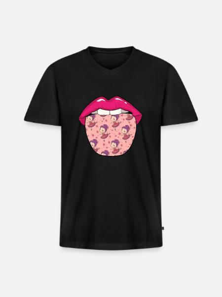Ballet Balerina Lips - Men's Premium Organic T-shirt with V-neck - black