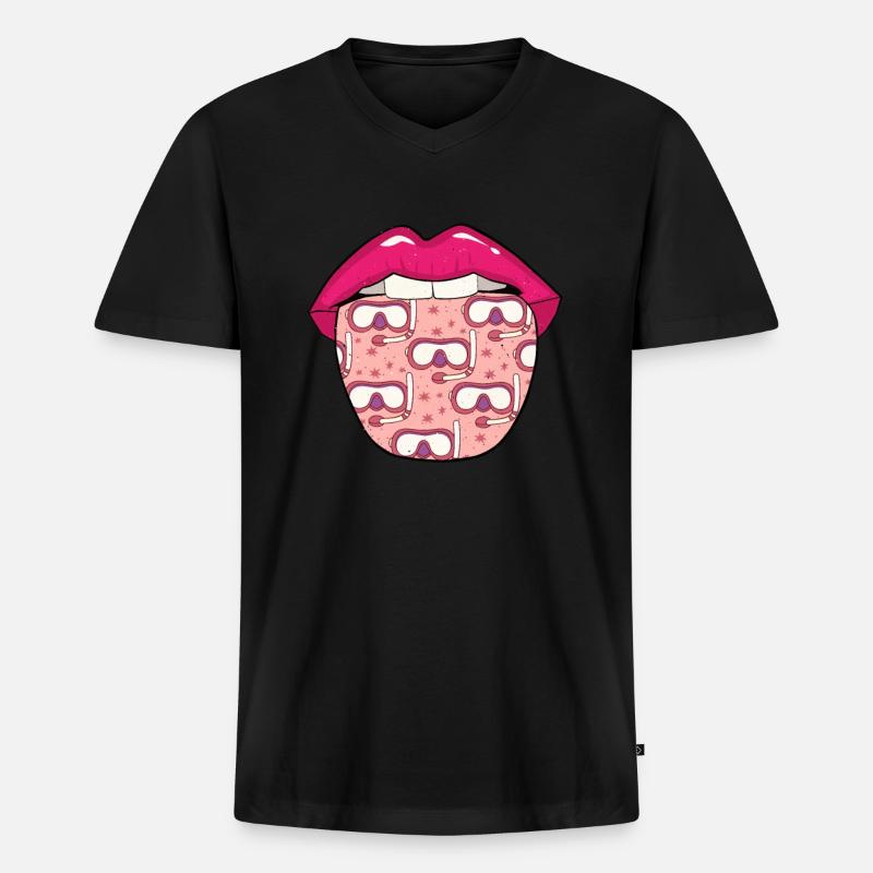 Schnorcheln Lippen - Männer Premium Bio T-Shirt mit V-Ausschnitt - Schwarz