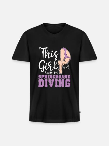 Diving Diver Girls - Men's Premium Organic T-shirt with V-neck - black