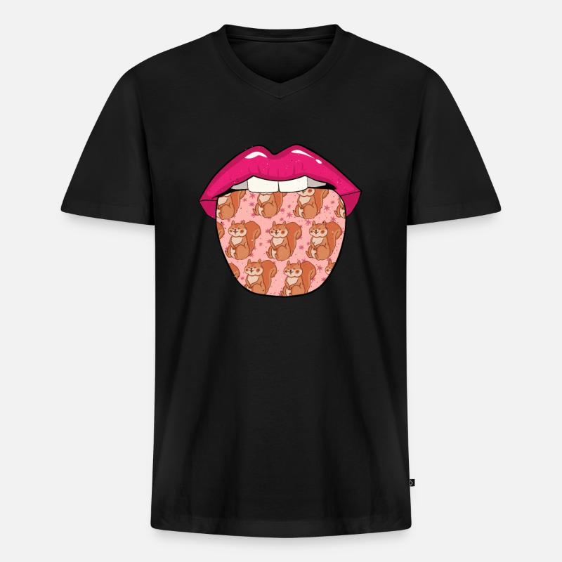 Eichhörnchen Zunge - Männer Premium Bio T-Shirt mit V-Ausschnitt - Schwarz