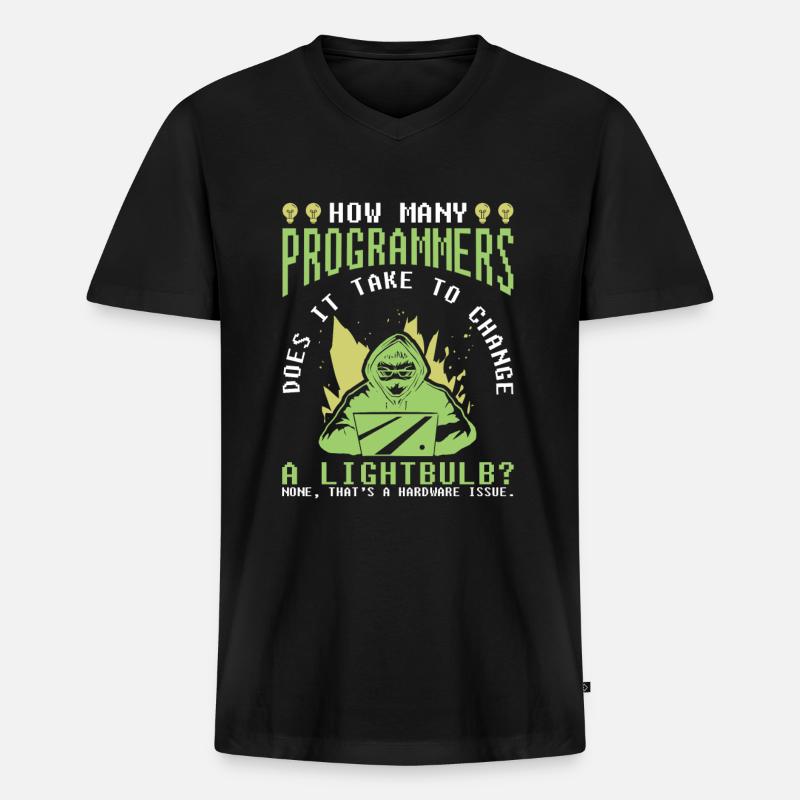 Entwickler Coder Programmierer Witzig - Männer Premium Bio T-Shirt mit V-Ausschnitt - Schwarz