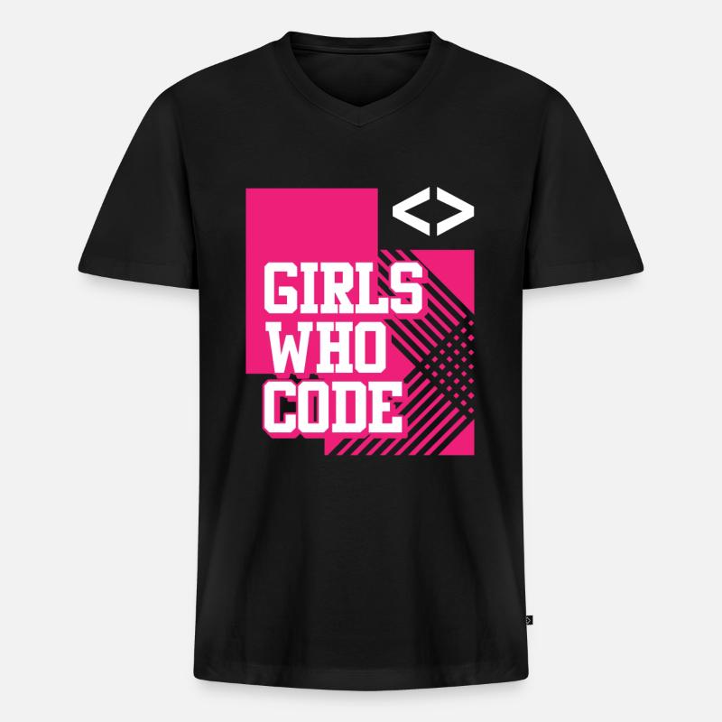 Entwickler Coder Programmierer Mädchen - Männer Premium Bio T-Shirt mit V-Ausschnitt - Schwarz