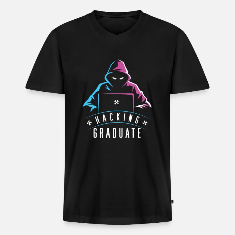 Développeur Codeur Programmeur Diplômé - T-shirt encolure en V Premium bio Homme - noir