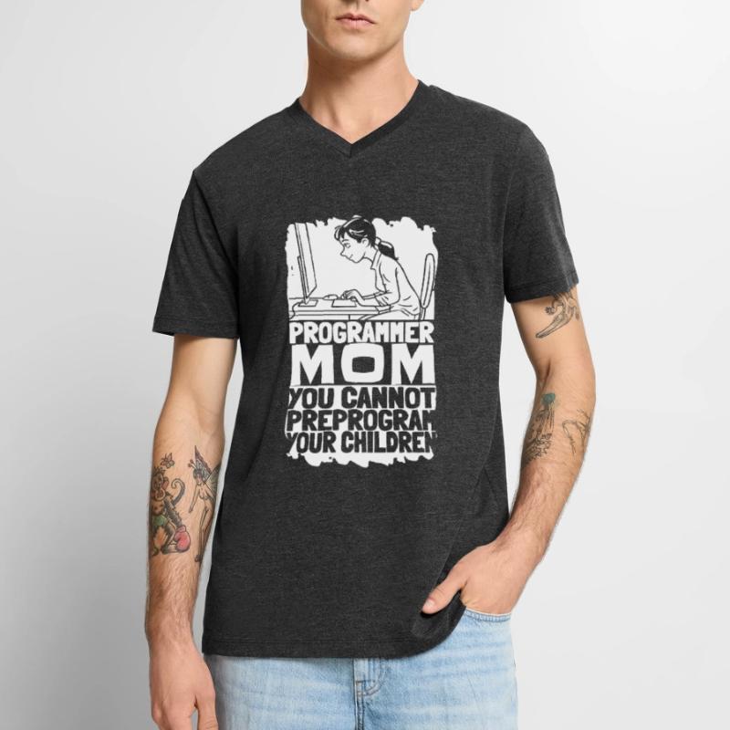 Développeur Coder Programmeur Mama T-shirt encolure en V Premium bio Homme