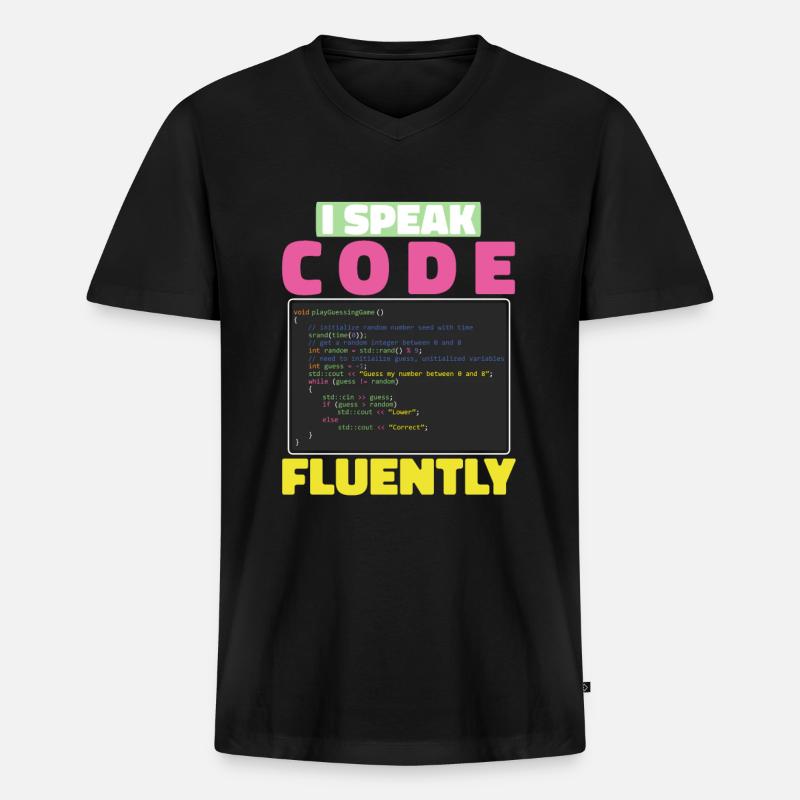 Développeur Coder Programmeur Sarcasme - T-shirt encolure en V Premium bio Homme - noir