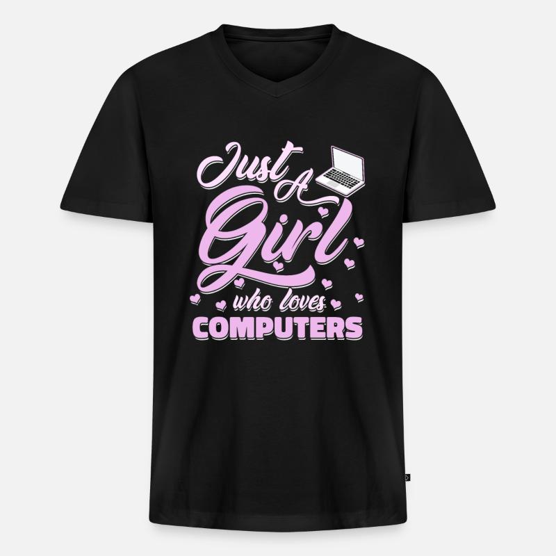 Developer Coder Programmer Girl - Men's Premium Organic T-shirt with V-neck - black