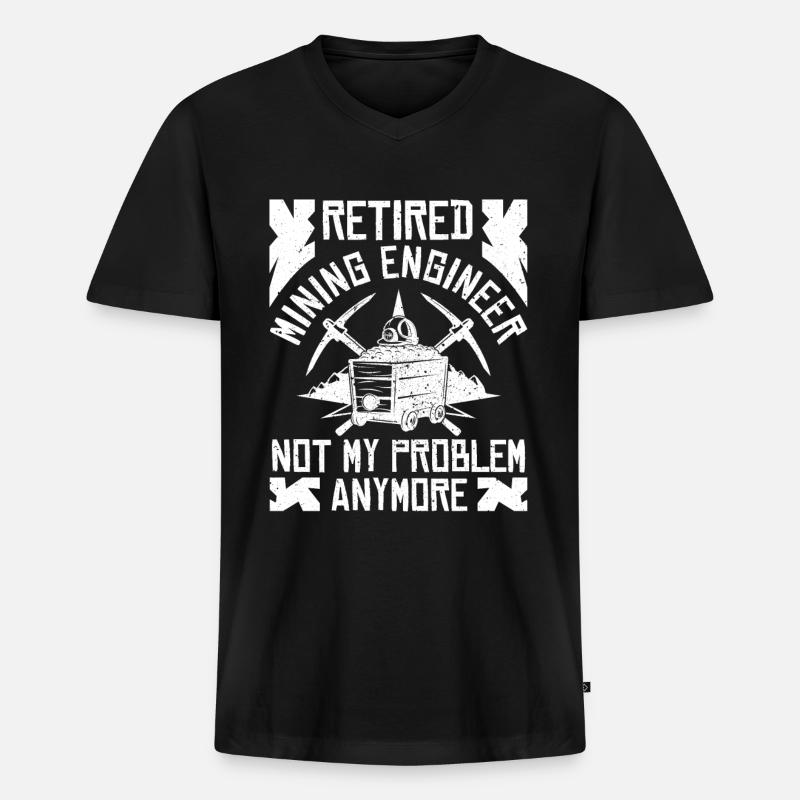 Retired Engineer Mining Engineer - Men's Premium Organic T-shirt with V-neck - black