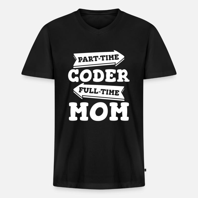 Développeur Coder Programmeur Mama - T-shirt encolure en V Premium bio Homme - noir