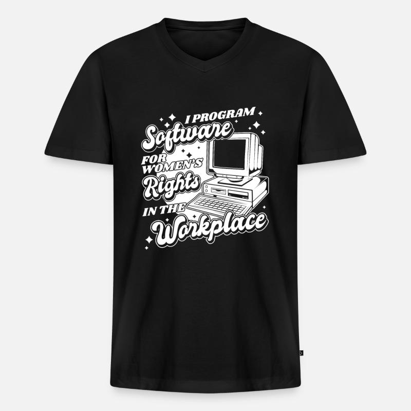Developer Coder Programmer Computer - T-shirt encolure en V Premium bio Homme - noir