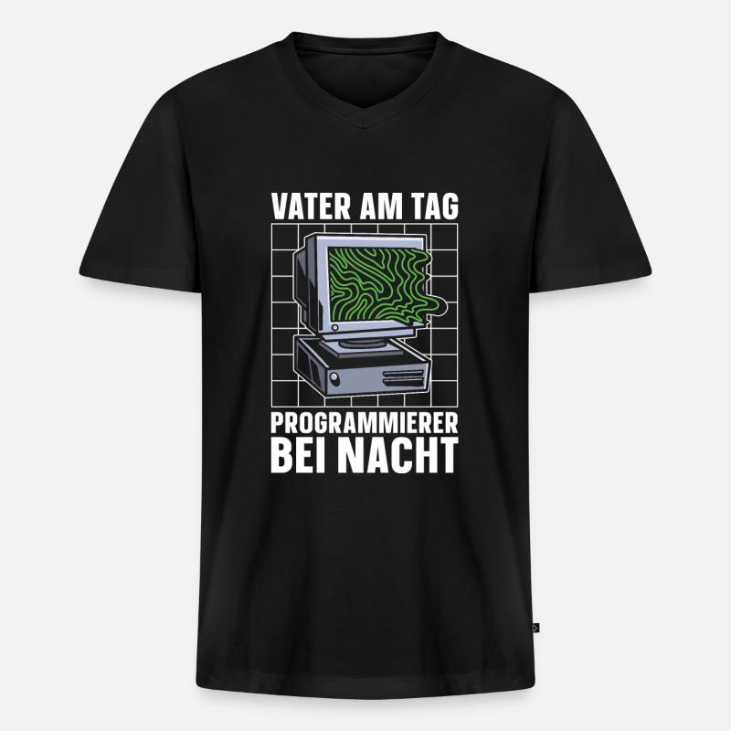 Entwickler Coder Programmierer - Männer Premium Bio T-Shirt mit V-Ausschnitt - Schwarz