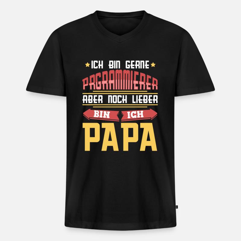 Entwickler Coder Programmierer - Männer Premium Bio T-Shirt mit V-Ausschnitt - Schwarz